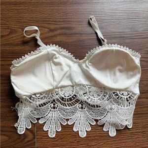 Elegant Lace Trim Cream Bralette